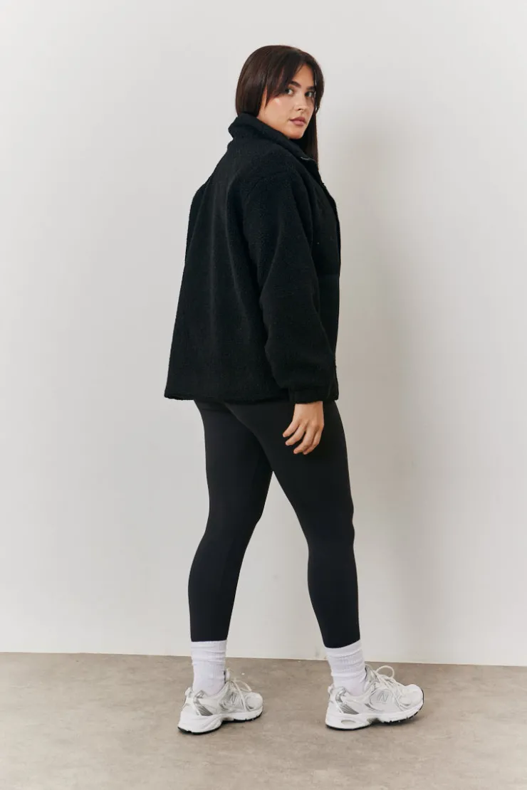 Hot In the Style Borg Jacket With Pocket Detail Black