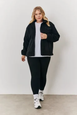 Hot In the Style Borg Jacket With Pocket Detail Black