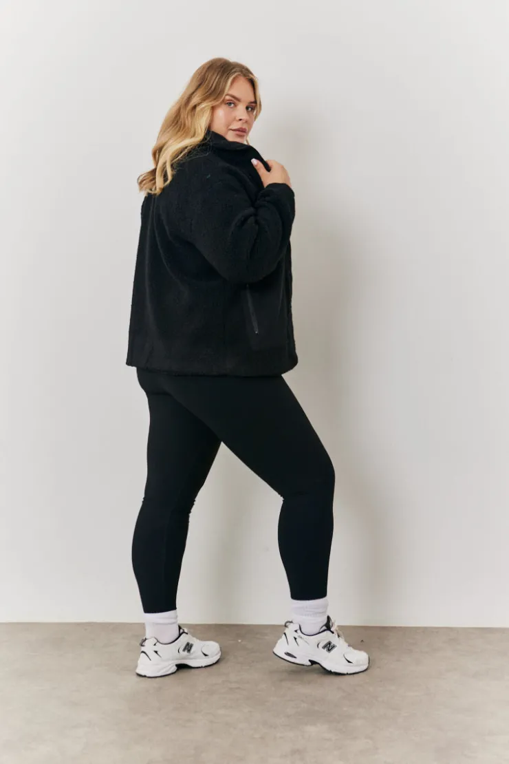Hot In the Style Borg Jacket With Pocket Detail Black