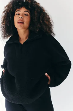 Best Fits Borg Lined Half Zip Up Fleece Black
