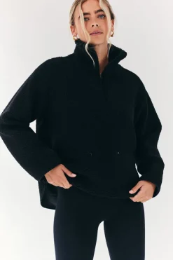 Best Fits Borg Lined Half Zip Up Fleece Black