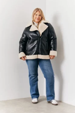 Best In the Style Borg Trim Aviator Jacket Black