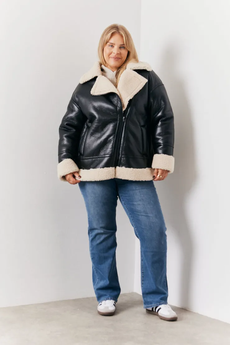 Best In the Style Borg Trim Aviator Jacket Black