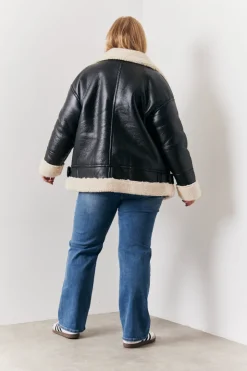 Best In the Style Borg Trim Aviator Jacket Black