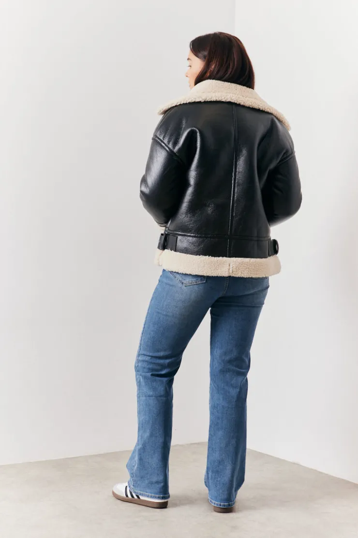 Best In the Style Borg Trim Aviator Jacket Black