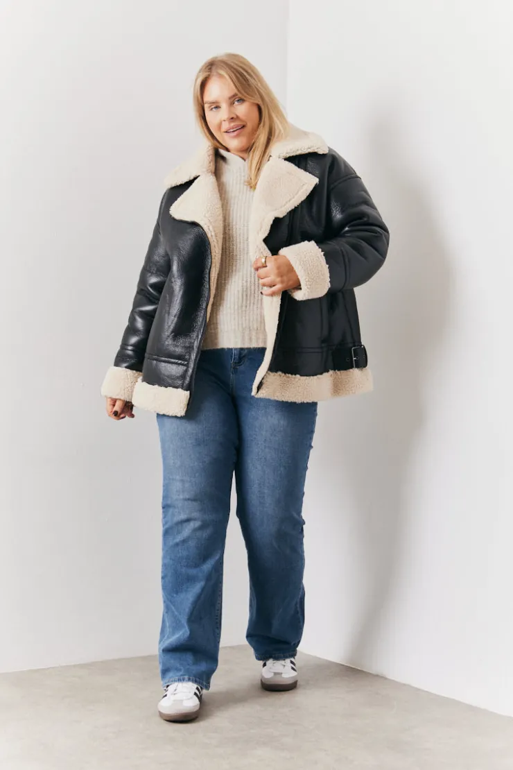 Best In the Style Borg Trim Aviator Jacket Black