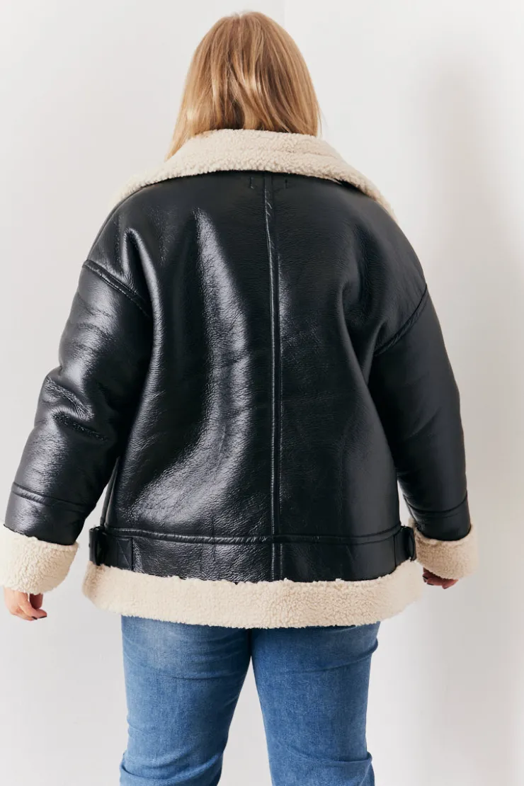 Best In the Style Borg Trim Aviator Jacket Black