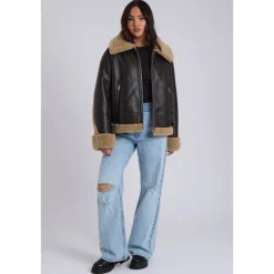 Online Urban Bliss Borg Trim Bonded Aviator
