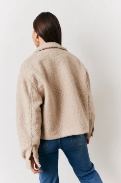 Hot In the Style Boucle Pocket Detail Jacket Oatmeal