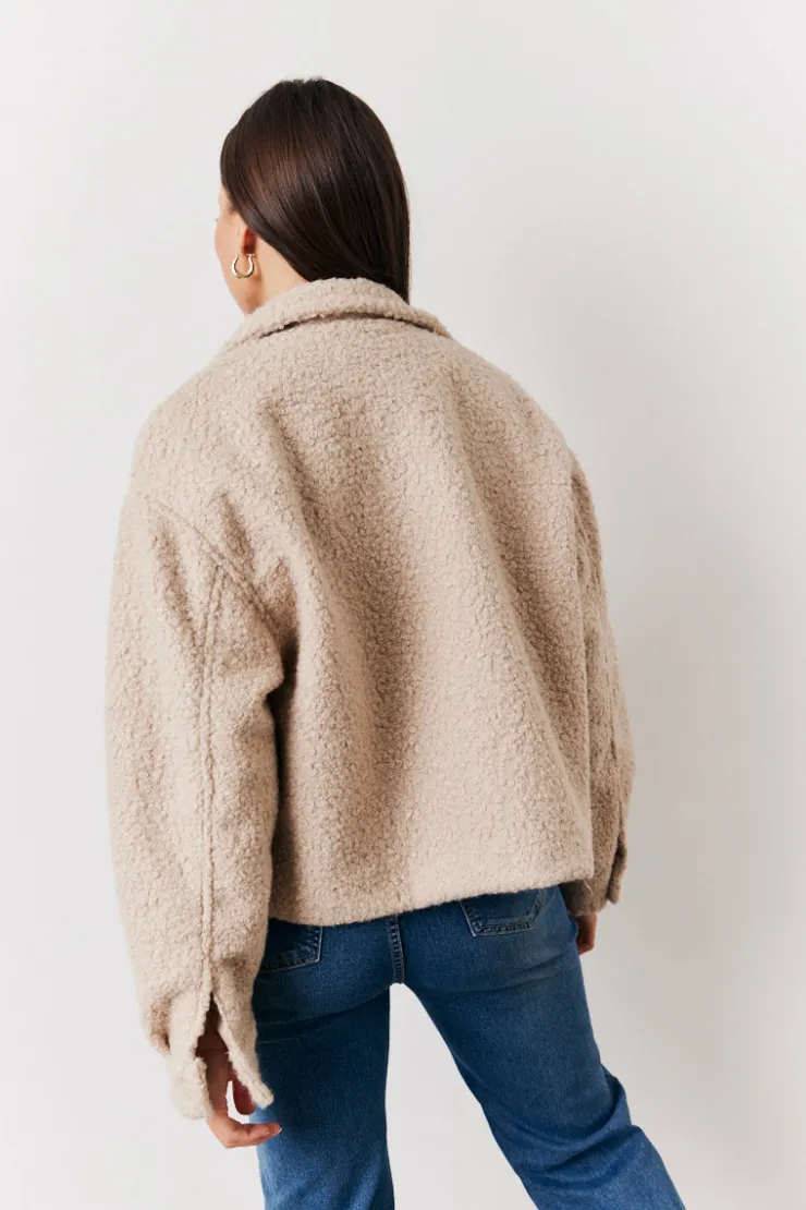 Hot In the Style Boucle Pocket Detail Jacket Oatmeal