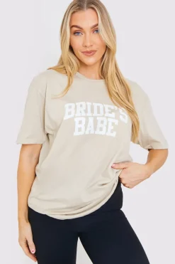 Best In The Style Bride's Babe Crew Neck T-Shirt Stone