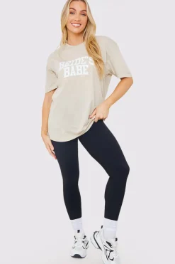 Best In The Style Bride's Babe Crew Neck T-Shirt Stone
