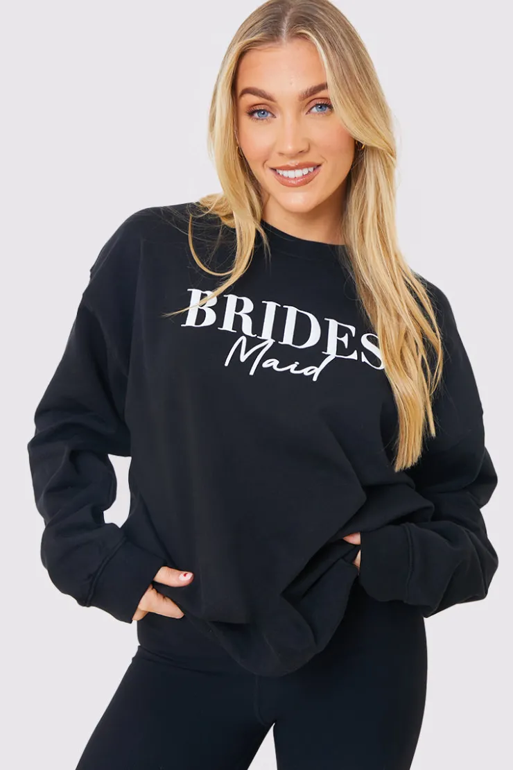 In The Style Bridesmaid Crew Neck Sweatshirt Black