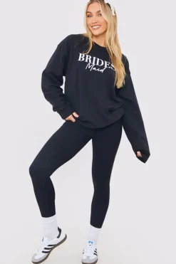 In The Style Bridesmaid Crew Neck Sweatshirt Black