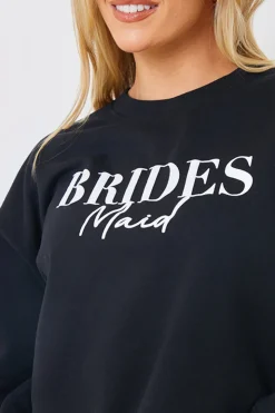 In The Style Bridesmaid Crew Neck Sweatshirt Black