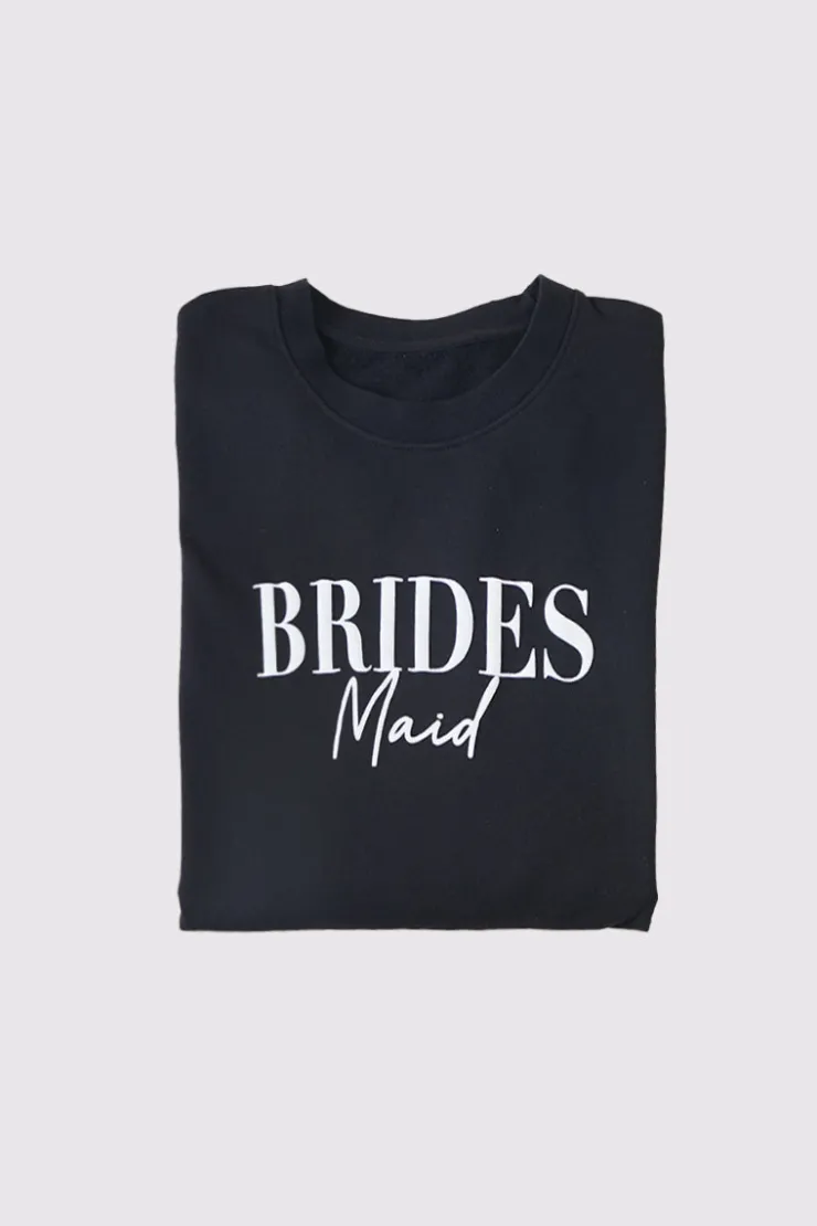 In The Style Bridesmaid Crew Neck Sweatshirt Black