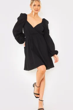 Best In the Style Broderie Cut Out Mini Dress Black