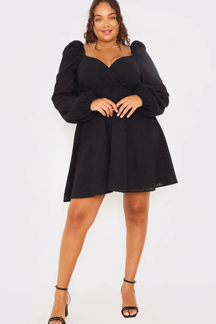 Best In the Style Broderie Cut Out Mini Dress Black