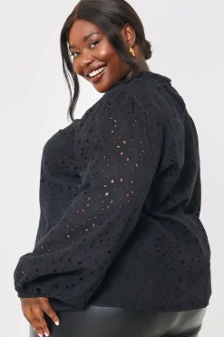 New In the Style Broderie High Neck Blouse