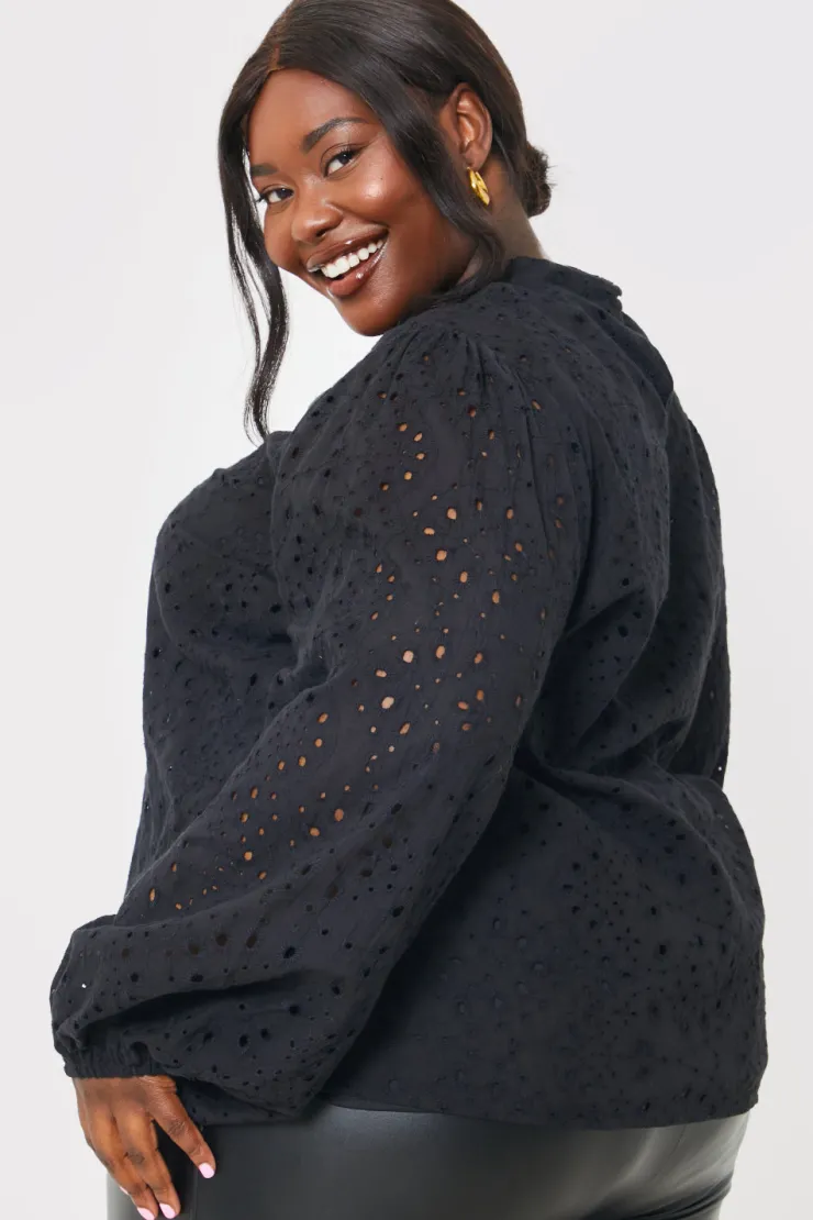 New In the Style Broderie High Neck Blouse