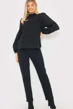 New In the Style Broderie High Neck Blouse