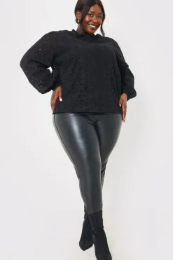 New In the Style Broderie High Neck Blouse