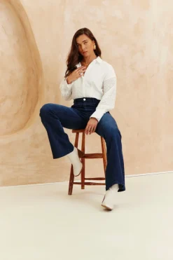 Hot In The Style Broderie Shirt Bodysuit White