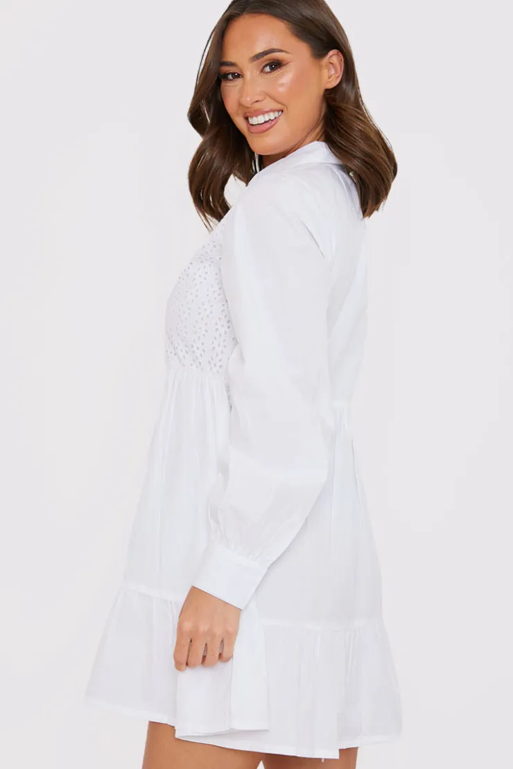 Sale In the Style Broderie Tiered Shirt Dress