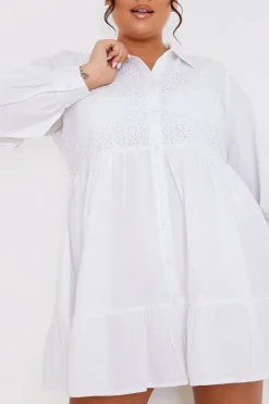 Sale In the Style Broderie Tiered Shirt Dress