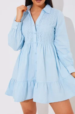 Sale In the Style Broderie Tiered Shirt Dress