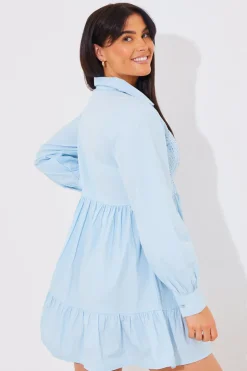 Sale In the Style Broderie Tiered Shirt Dress