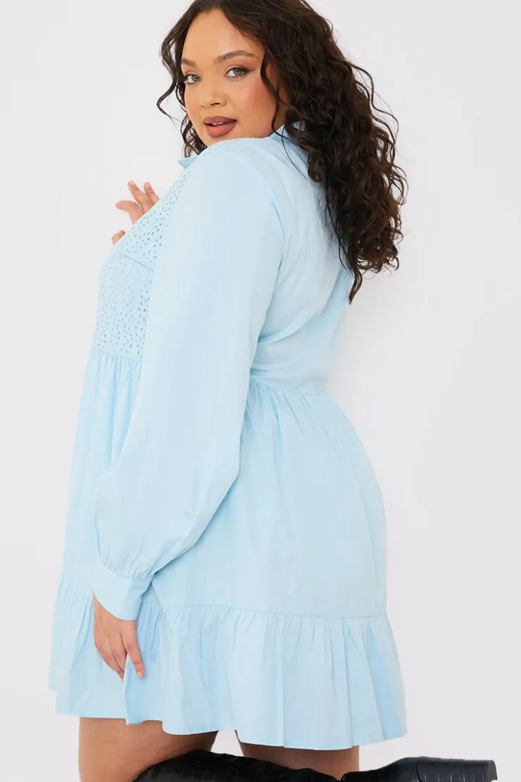 Sale In the Style Broderie Tiered Shirt Dress