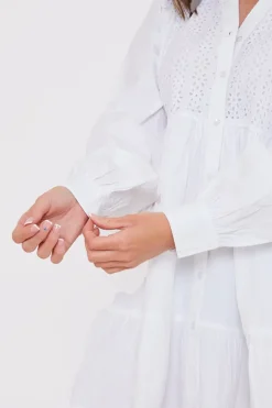 Sale In the Style Broderie Tiered Shirt Dress
