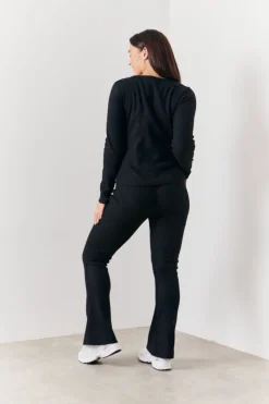Online In the Style Brushed Rib Asymmetric Co-Ord Top Black