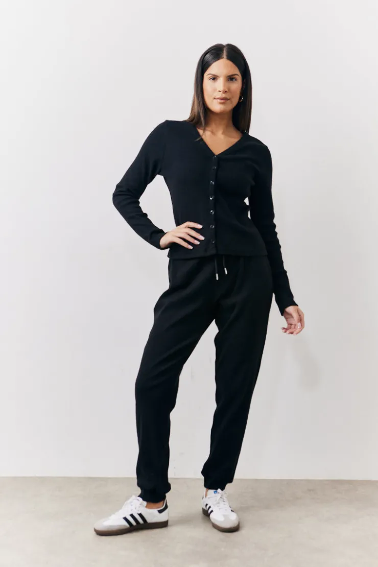 New In The Style Brushed Rib Co Ord Cardigan Black