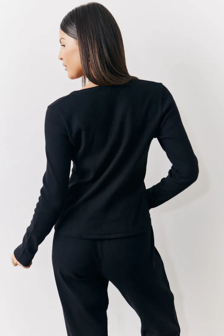 New In The Style Brushed Rib Co Ord Cardigan Black