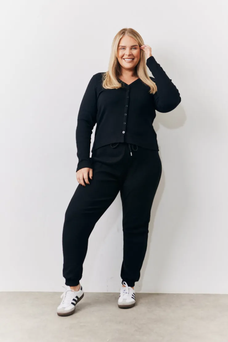 New In The Style Brushed Rib Co Ord Cardigan Black