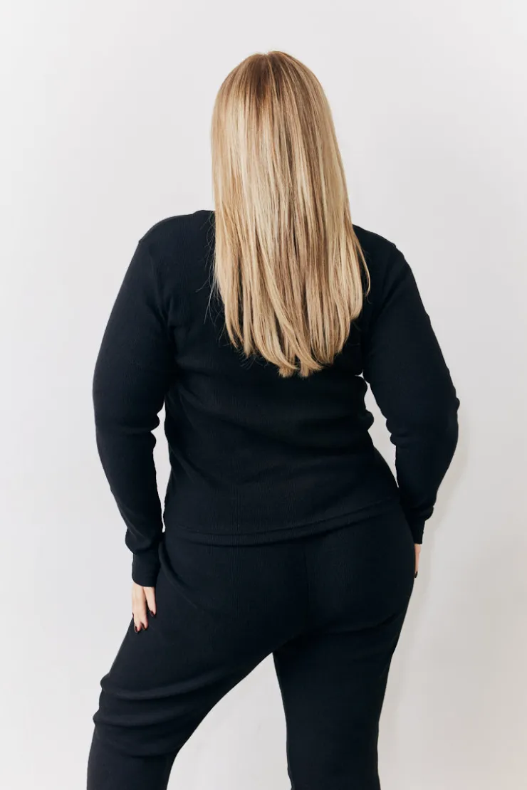 New In The Style Brushed Rib Co Ord Cardigan Black