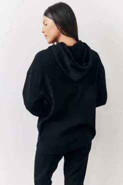 Hot In The Style Brushed Rib Co Ord Hoodie Black