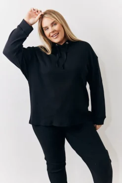 Hot In The Style Brushed Rib Co Ord Hoodie Black
