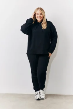 Hot In The Style Brushed Rib Co Ord Hoodie Black