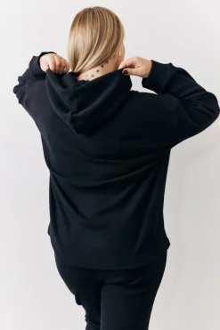 Hot In The Style Brushed Rib Co Ord Hoodie Black