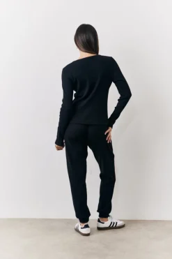 Clearance In The Style Brushed Rib Co Ord Slim Joggers Black