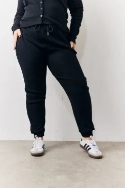 Clearance In The Style Brushed Rib Co Ord Slim Joggers Black
