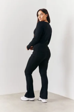 In the Style Brushed Rib Fit & Flare Co-Ord Trouser Black