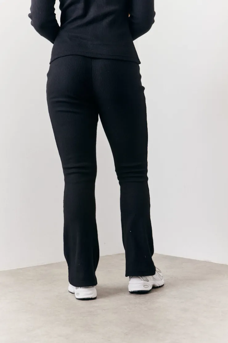 In the Style Brushed Rib Fit & Flare Co-Ord Trouser Black