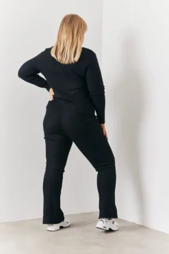 In the Style Brushed Rib Fit & Flare Co-Ord Trouser Black