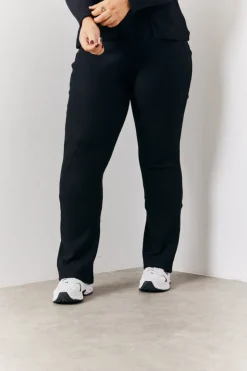 In the Style Brushed Rib Fit & Flare Co-Ord Trouser Black