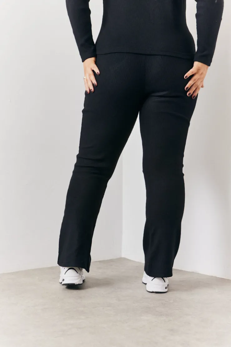 In the Style Brushed Rib Fit & Flare Co-Ord Trouser Black
