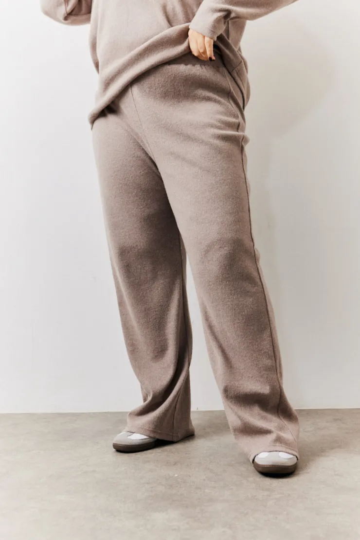 Discount In The Style Brushed Rib Flare Leg Co Ord Trouser Mocha